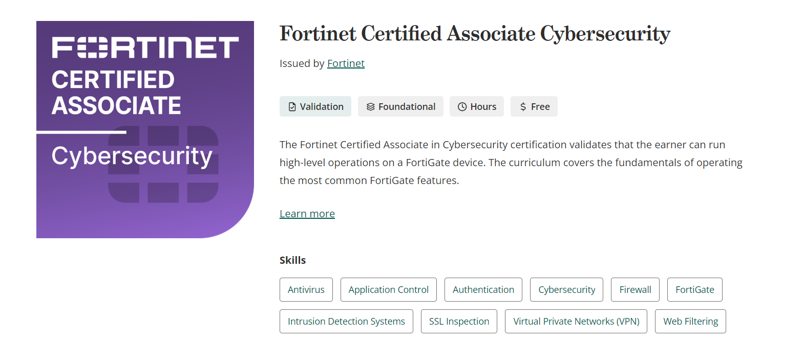 Fortinet Certified Associate